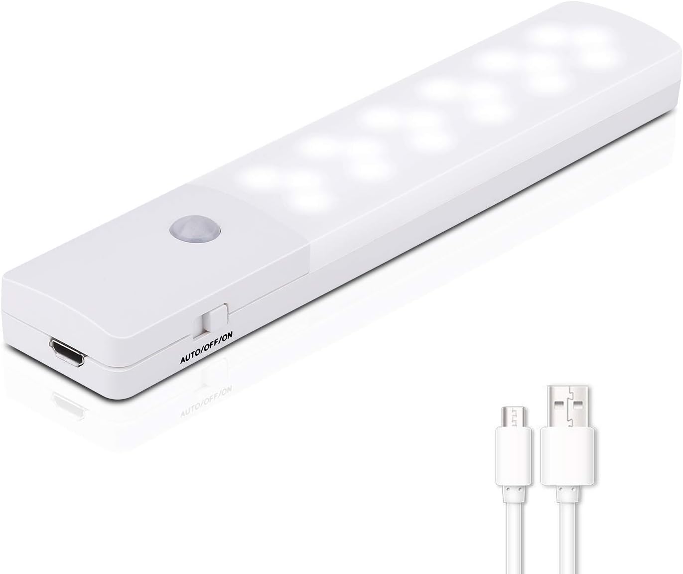 Motion Sensor Light, 18 LED Automatic Night Light Rechargeable Indoor Super Long Battery Life Removable Magnetic Strip for Closet, Cabinet, Stairs, Drawer, Pantry, Cupboard, Wardrobe(1 Pack)