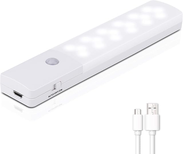 Motion Sensor Light, 18 LED Automatic Night Light Rechargeable Indoor Super Long Battery Life Removable Magnetic Strip for Closet, Cabinet, Stairs, Drawer, Pantry, Cupboard, Wardrobe(1 Pack)