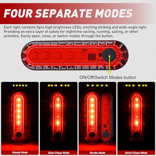 Image of Nilight Marine Boat Navigation Light 2PCS Red Port Bow Lights Four Modes Waterproof Rechargeable Warning Safety Clearance Lamp for Skeeter Yacht Pontoon Trailer Truck Bike Backpack Helmet