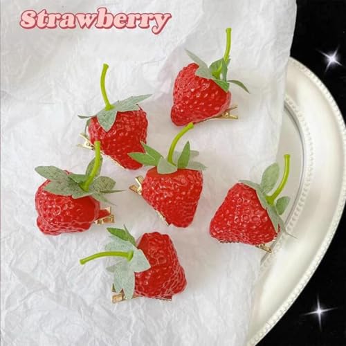10PCS accesorios de fresa, pinzas de cabello frutales miniatura 3