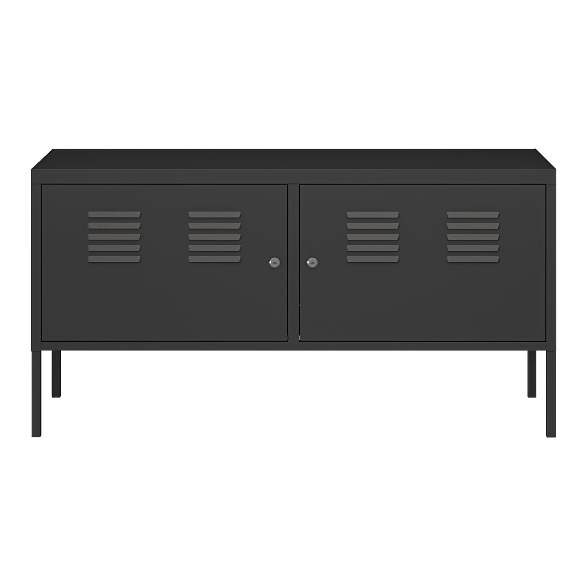 [en.casa] Armadietto in Acciaio Mobile Basso per Archivio con Scomparti Interni 2 Ante con Chiusura a Chiave Armadietto Multiuso per Ufficio Soggiorno 118 x 40 x 60 cm Nero