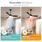 Tribesigns Ventilateur de Plafond 106 cm avec Lumière et Télécommande, Éclairage LED à Intensité Variable, Ventilateur Réversible, Moteur CC Silencieux, 6 Vitesses, Classe Énergétique E