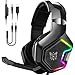 Produktbild PC Gaming Headset Für PC, Over-Ear LED PS4 Headset - Kristall Stereo-Klang Gamer Kopfhörer PS4 Mit Sensiblen Mikrofon & Intensiven Bässen Für Laptop Mac Tablet