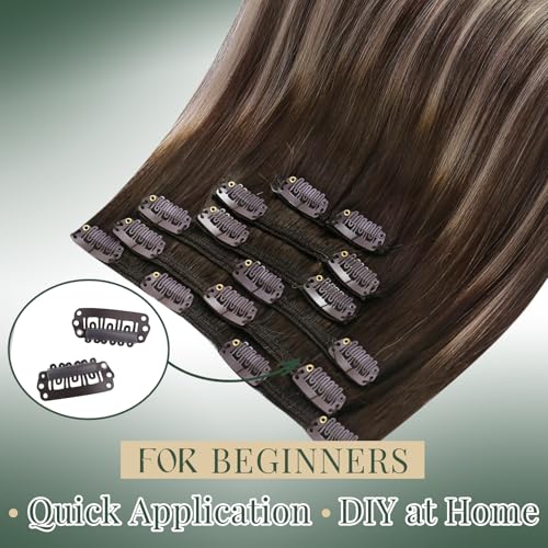 Image of Ugeat Balayage Clip in Hair Extensions 14 Inch 7pcs 105g Reusable