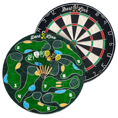 Dart Linx Ultimate Dart Board &Amp; Golf Game For Home - Perfect Family &Amp; Kids Activities, Game Room Decor, Gifts For Boys, Golf Darts Compressed Sisal Board