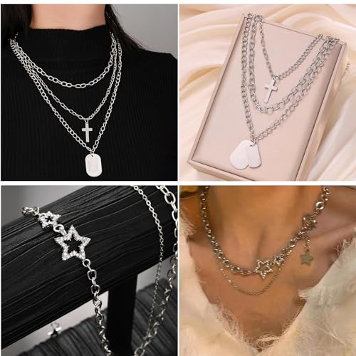 Conjunto de 65 peças de joias de ouro com 6 peças de colar em camadas, 11 tornozeleira e 7 brincos d