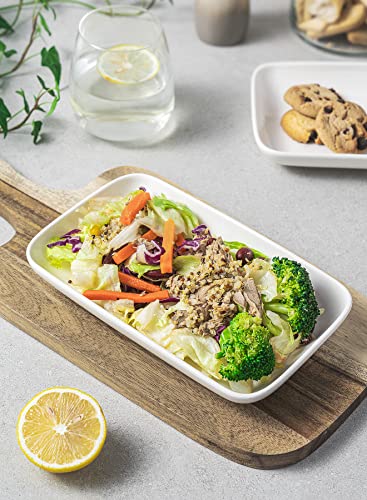 Sweese RECTANGULAR SALAD PLATES-S6 8 Inch Rectangular Salad Plates, Porcelain Dessert Plates, Small White Serving Trays For Salad, Fruit, Sushi Appetizer And Parties thumb #3