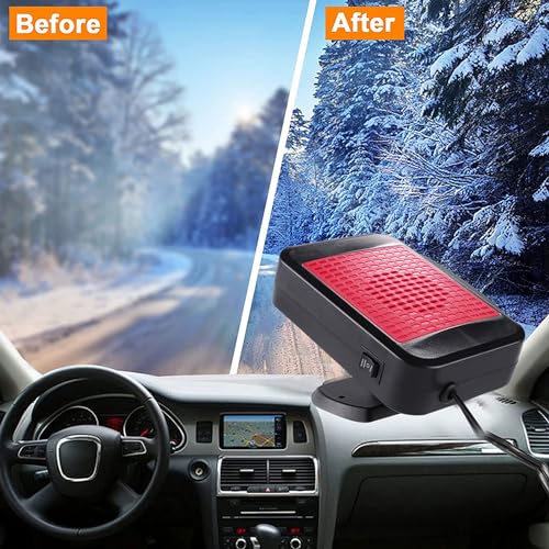 COMBLU Tragbare Autoheizung, 12V 200W Auto Heizung, Schnelle Heizung und Kühlung für Auto Windschutzscheibe Defogger und Defroster Auto Heizung mit 360°Drehbarer Handheld