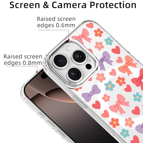 MAYCARI Original Case for iPhone 16 Pro Compatible with Magnet Colorful Wreath Bows Flowers Clear Magnetic Phone Cover for Girls Women Soft TPU Hard Back Shockproof Protective Case for 16 Pro 6.3" by MAYCARI - Used condition - Image 4