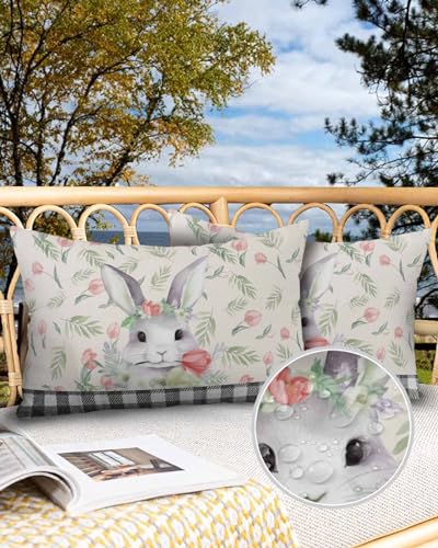 LEOKOTI Easter Bunny Outdoor Pillow Covers 20