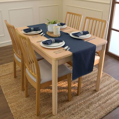 Image of Encasa XO Cotton Napkins for Dining Table | Set of 6, Size 43x43 cm | Machine Washable Reusable Table Napkin, Soft & Absorbent, Elegant Table Decor for Kitchen, Hotels, Party - Navy Blue