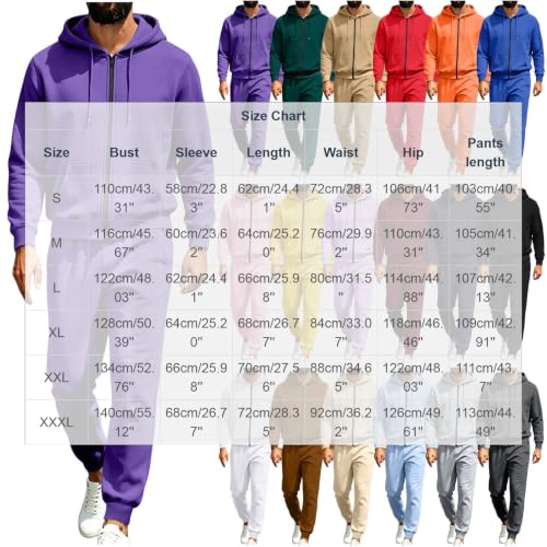 Sweatsuits for Men 2 Piece Zip Up Hoodie & Sweatpant Tracksuit Set Purple - image 2