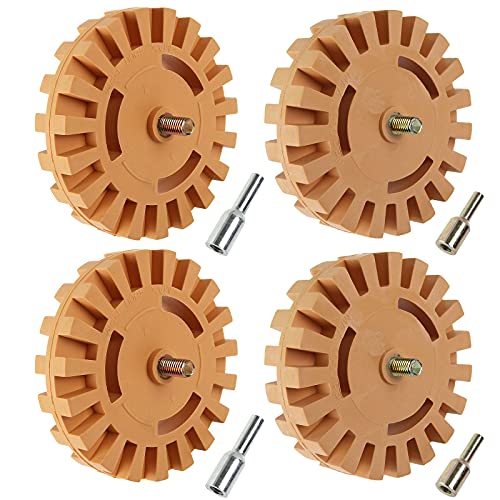 MIVIDE 4PCS Decal Remover Eraser Wheel Tool Kit, 4inch Rubber Power Drill Attachment Car Adhesive,...