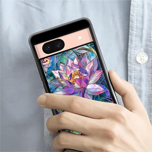 Coque Google Pixel 8A résistante aux chocs et rayures motif vitrail fleur - 3