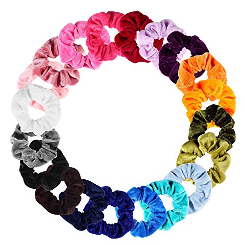 XUNKE 20 Stück Bunte Samt Haargummis, Starker Halt Bommeln Samt Haargummis, Einfarbig Gummibänder Samt Pferdeschwanz Inhaber, Traceless Samt Haar Ring für Mädchen, Haarseil Zubehör für Frauen