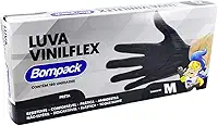 Bompack Luva Vinilflex Preta Tamanho M Caixa 100 Unid