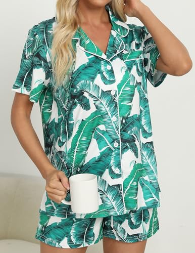 Image of ZMJ Pajamas for Women Set 2 Piece Pj Short Sets Bride Sleepwear Button Up