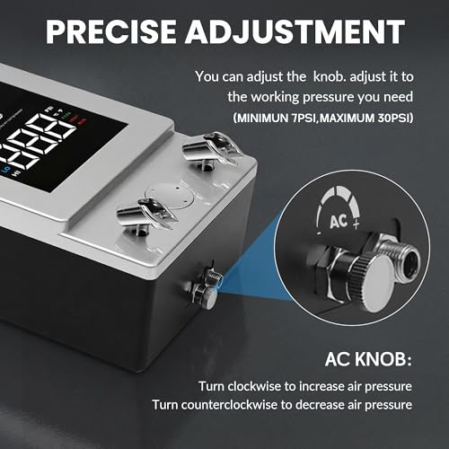 Image of Smart Professional Airbrush Compressor - High-Performance Mini Compressor with Intelligent Digital Display, 0.5-30 PSI Adjustable, Ultra-Quiet for High-End Airbrushes,Modeling,Painting,Detail Artists