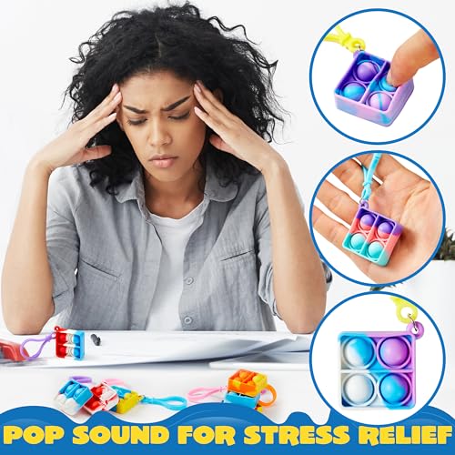 Image of JOYIN Square Pop Fidget Keychain 90 Pack Pop Fidget Toys Bulk Party Favors for Kids 4-8,8-12 Years, Halloween Birthday Goodie Bags Stuffers Back to School Gifts Classroom Prizes Sensory Toys