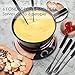 Artestia Swiss Design 2-QT Electric Fondue Pot for Meat, 1500W Ceramic Chocolate Melting Pot with Adjustable Temperature, 6 Fondue Forks, White Ceramic Pot with Rose-Gold Base (Black)