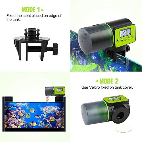 MQ Automatic Fish Feeder, Turtle Fish Food Dispenser Auto Timer with 1Pcs Betta Fish Spawning Leaf Hammock Smart Programmable Digital LCD Large Capacity for New Year Vacation Aquarium Tank Feeder - Thumbnail 4