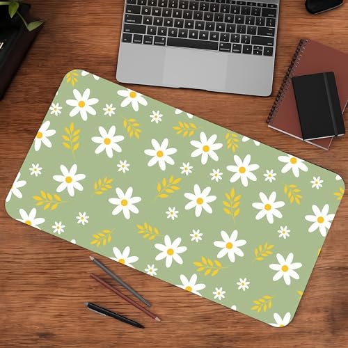 Image of Daisy Bloom Premium Desk Mat | Anti-Skid | Anti-Slip | 90 * 42 cm | Laptop Mat for Work from Home /Office /Gaming- Extended Mouse pad and Keyboard Desk mat