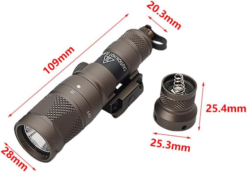 HATSEN Tactical M300V Flashlight IR Light with Flashlight Mount & Remote Pressure Switch Pad, 400 Lumens LED Light for Outdoor Hunting, Fit 20mm Picatinny Rail, Tan