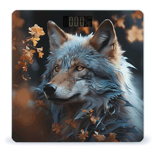 Báscula digital de baño con diseño Autumn Leaves y Lobo