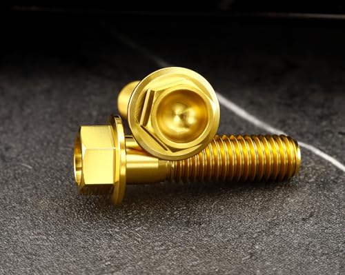 Image of Rison Titanium Flanged Hex Head Bolt M6x1.0x20mm 6AL4V Aerospace Grade Ti Bolt Gold Pack of 5