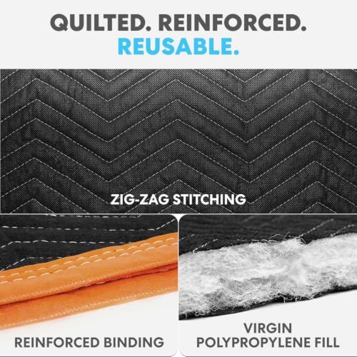 Image of SIMPLI-MAGIC 79523 Heavy Duty Padded Moving Blankets, Black /Orange, 72 inch x 80 inch, 12 Pack