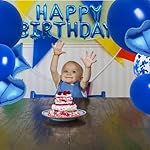 27 Pcs Dark Blue Birthday Decorations, 3D Foil Dark Blue Happy Birthday Balloon Banner, Pentagram Heart Foil Balloons Confetti Balloons Kit For Boys Girls Birthday Party Supplies - Image 5