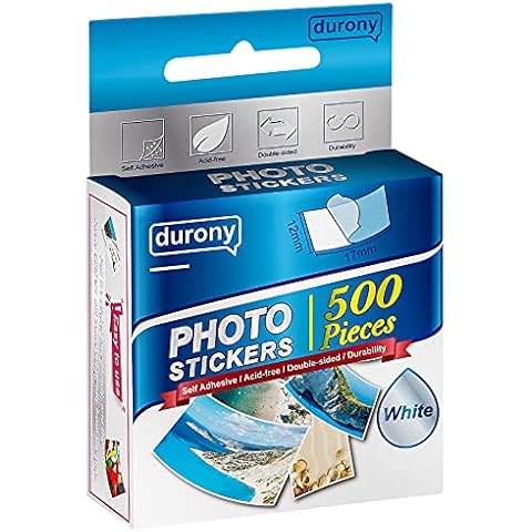 Durony 500 Pieces Photo Sticker White Double-Sided Self Adhesive Photo Tapes for Pictures DIY Photo Album Journal Cover