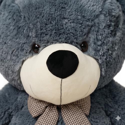 Image of 5 Feet Giant Grey Teddy Bear for Girls | Big Size Soft Plush Hugging Teddy | Large Standing Teddy Bear with Bow | Cute Birthday, Anniversary & Valentine Gift for Kids & Girlfriend