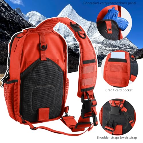 Image of Rover Sling Pack Tactical Shoulder Sling Bag Backpack with Bottle Holder Crossbody Chest Bag, Orange