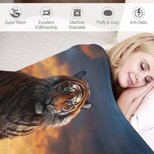 Manta de tigre mullida de 180x200 cm para noches de cine en el sofá 6