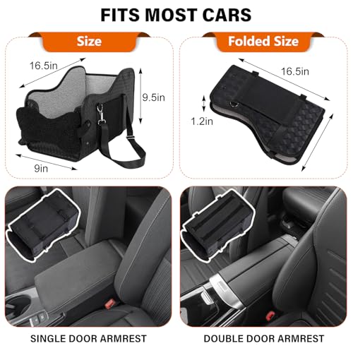 Hunde Autositz für kleine Hunde, Hundesitz Auto Mittelkonsole mit Sicherheitsgurt, Verstellbarem Weichen Kissen, Tragbarer Hundebett Auto für Kleine Haustiere