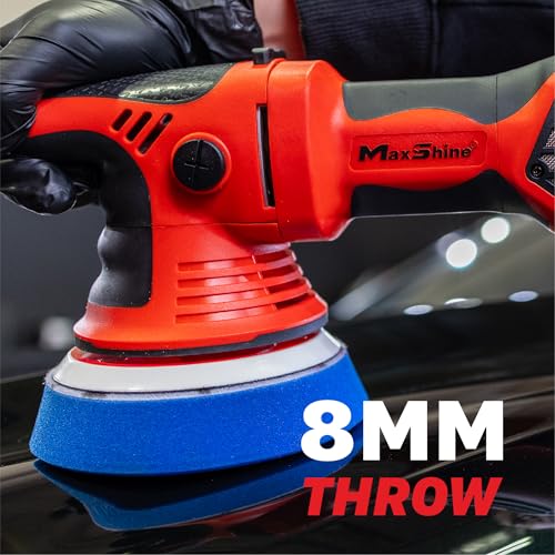 Image of Maxshine MB8 Pro Brushless DA Polisher - 1200W Car Buffer with 8mm Throw, 5 inch Backing Plate, 5 /16 inch-24 Thread & 6-Speed Control - Auto Detailing Tool for Cars, Trucks, SUVs & Boats, Swirl Removal