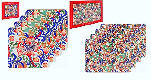 LP - Juego de 4 manteles Individuales y Posavasos, diseño de William Morris