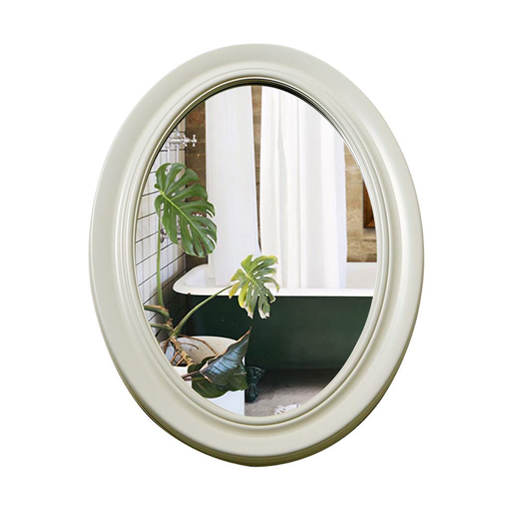 TYUHDUYUR Bevelled HD Vanity Glass Mirror Shaving/Make Up Wall Mounted Mirror Antifog Simple Home Decorative for Living Room Bathroom Bedroom White