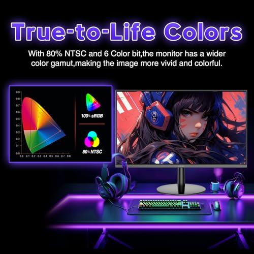 Image of Viewedge 24 Inch Gaming Monitor 1080p 144hz, VA 1ms FHD Computer Monitor | 100% sRGB, Bluelight Filter, HDMI & VGA Port, Support Wall Mount