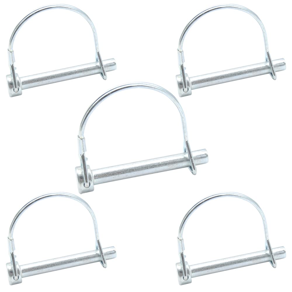 CEEYSEE 5Pcs Shaft Locking Pin 8mm Trailers Lock Hitch Lock Pin Zinc Plated Carbon Steel Round Loop Safety Wire Lock Pin Length 60mm for Farm Trailers Trolley Wagons Lawn Garden Towing (D.8x60mm)