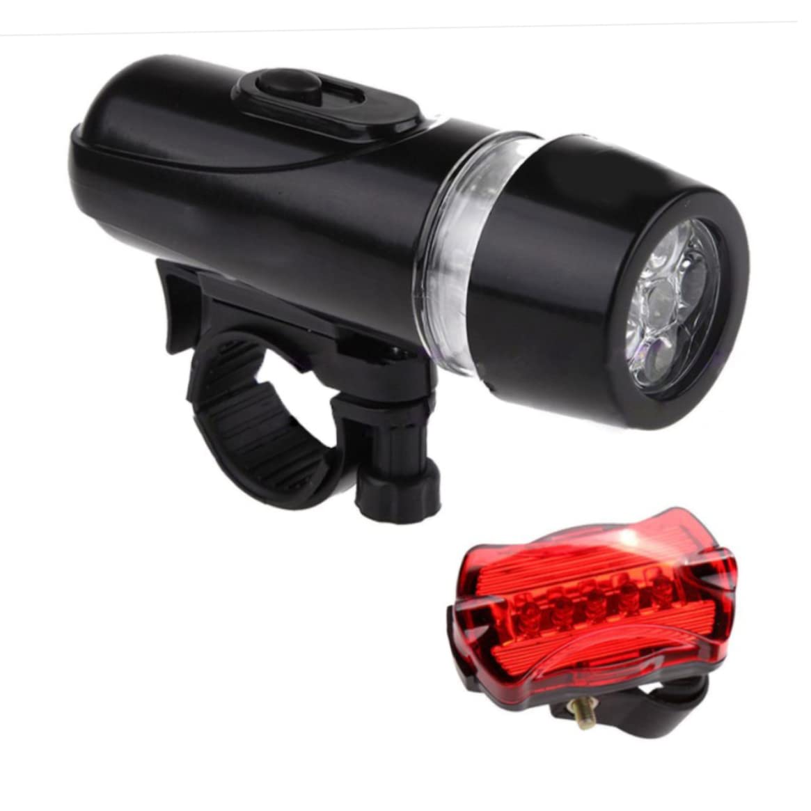 Bike Lamp 5LED Mountain Bike Waterproof Headlight Taillight Combination for Black, Sports