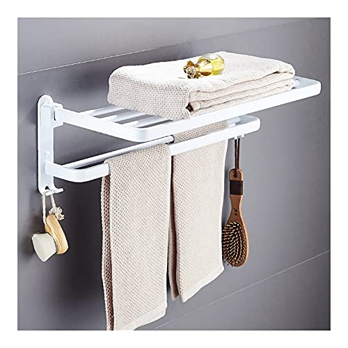 Porte-serviettes de salle de bain mural pliable avec barre et crochets en aluminium