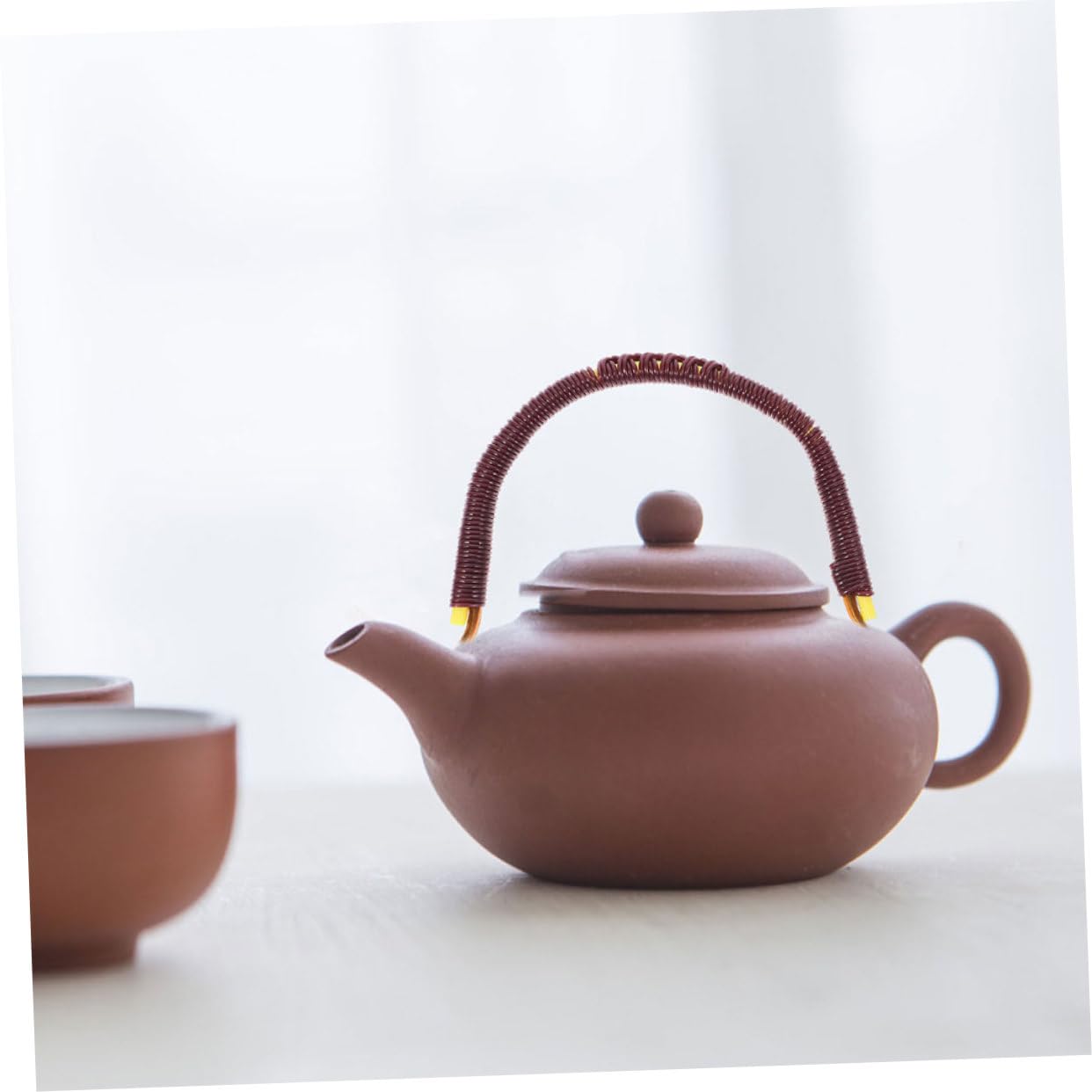 Holibanna Mango de Tetera de Cerámica Trenzado a Mano en Forma de U para Tetera China, Accesorio de 2 Piezas Fácil Vertido Adecuado para Colección de Té