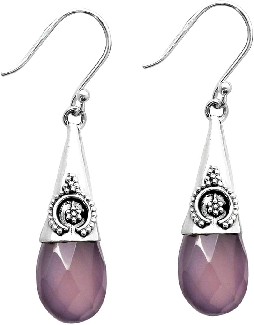 Silver Palace Natural Gemstones 925 Sterling Silver Drop Dangle Earrings For Women & Girls