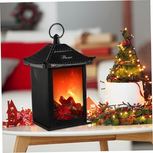Mini chimenea de escritorio LED farol sin llama con puerto USB y asa portátil 5