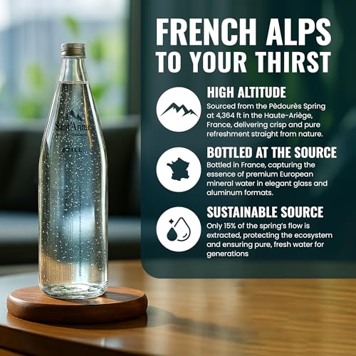 Image of Sant'Anna Still Mineral Water, 25.4 Fl Oz (6-Pack) | Pure French Pyrenees Mountain-Fresh Drinking Water | Natural Functional Drink | Sodium-Free Mineral in Glass Bottles