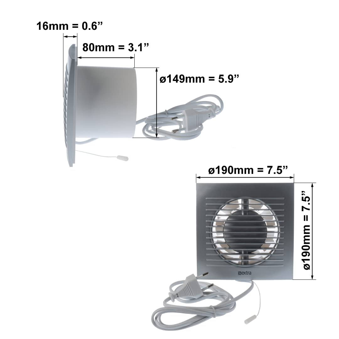 150mm Badkamer Ventilator - Antraciet Stille Afzuigventilator - Badkamerventilator - Muurventilator voor Keuken, Garage, Toilet 150mm Badkamer Ventilator - Antraciet Stille Afzuigventilator - Badkamerventilator - Muurventilator voor Keuken, Garage, Toilet