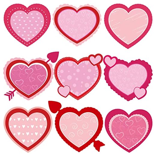 45 Pieces Valentine's Day Party Cutouts, Heart Cutouts Romantic Love Decoration with Glue Point Dots for Bulletin Board Classroom School Happy Valentines Day Wedding Anniversary Party Supplies