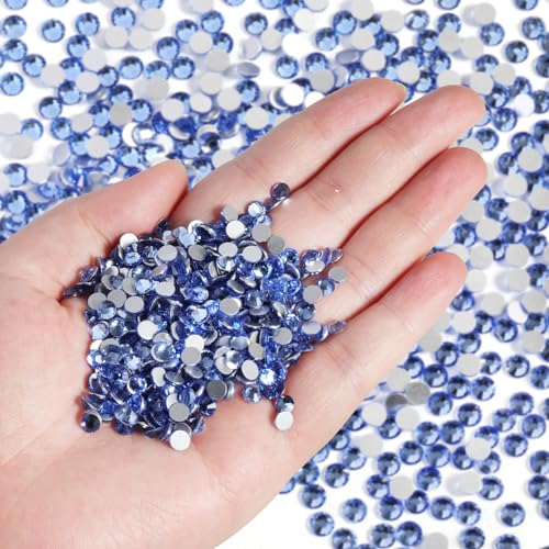 Image of Beadsland Flat Back Rhinestones Bulk, Light Sapphire, SS10, 14400pcs | Flatback Glass Gems for Nails Crafts Clothes DIY Decoration, Glue Fix, 2.7-2.9mm,Light Blue